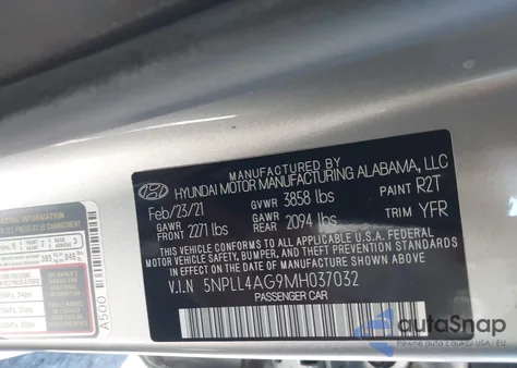 2021 Hyundai Elantra Se from USA, damaged, VIN 5NPLL4AG9MH037032